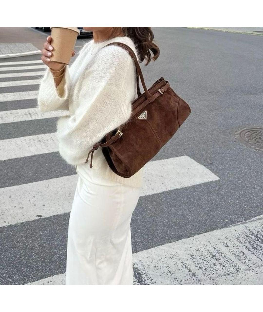 PRADA Коричневая замшевая сумка через плечо, фото 7