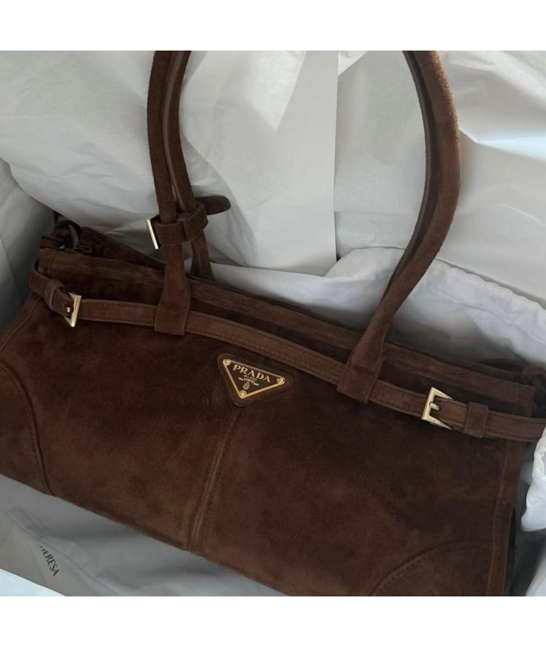 PRADA Коричневая замшевая сумка через плечо, фото 3