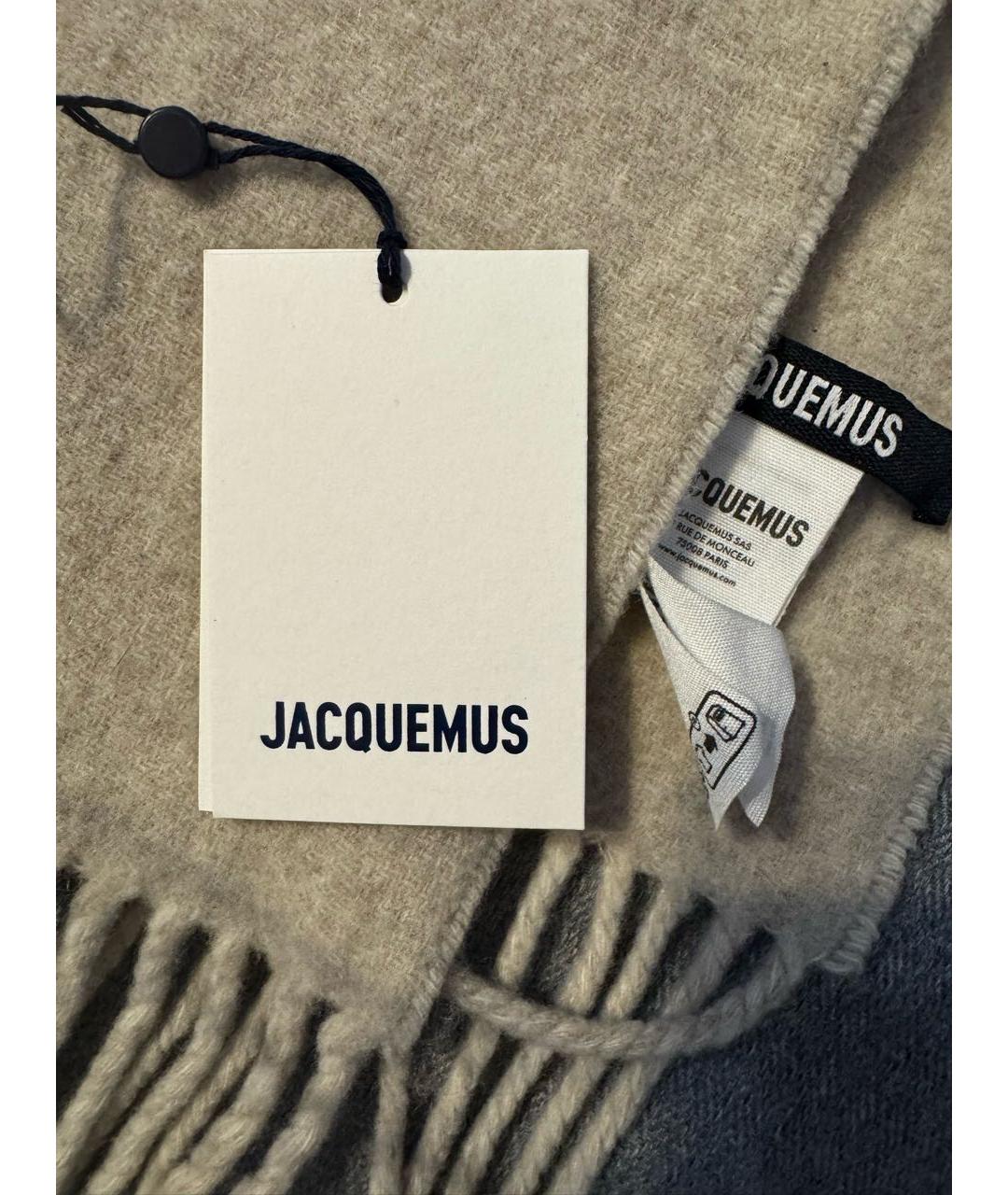 JACQUEMUS Бежевый шерстяной шарф, фото 4