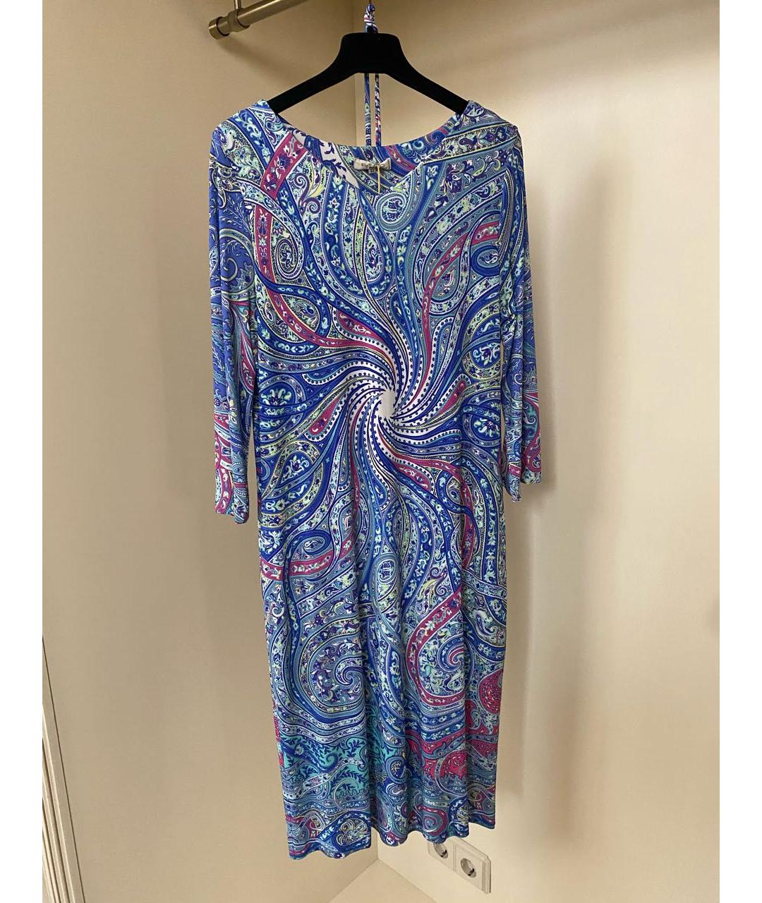 ETRO Голубое вискозное повседневное платье, фото 7