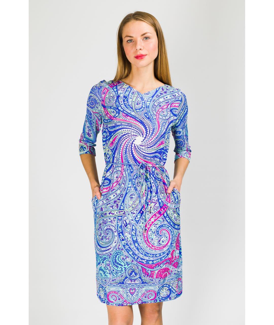 ETRO Голубое вискозное повседневное платье, фото 3