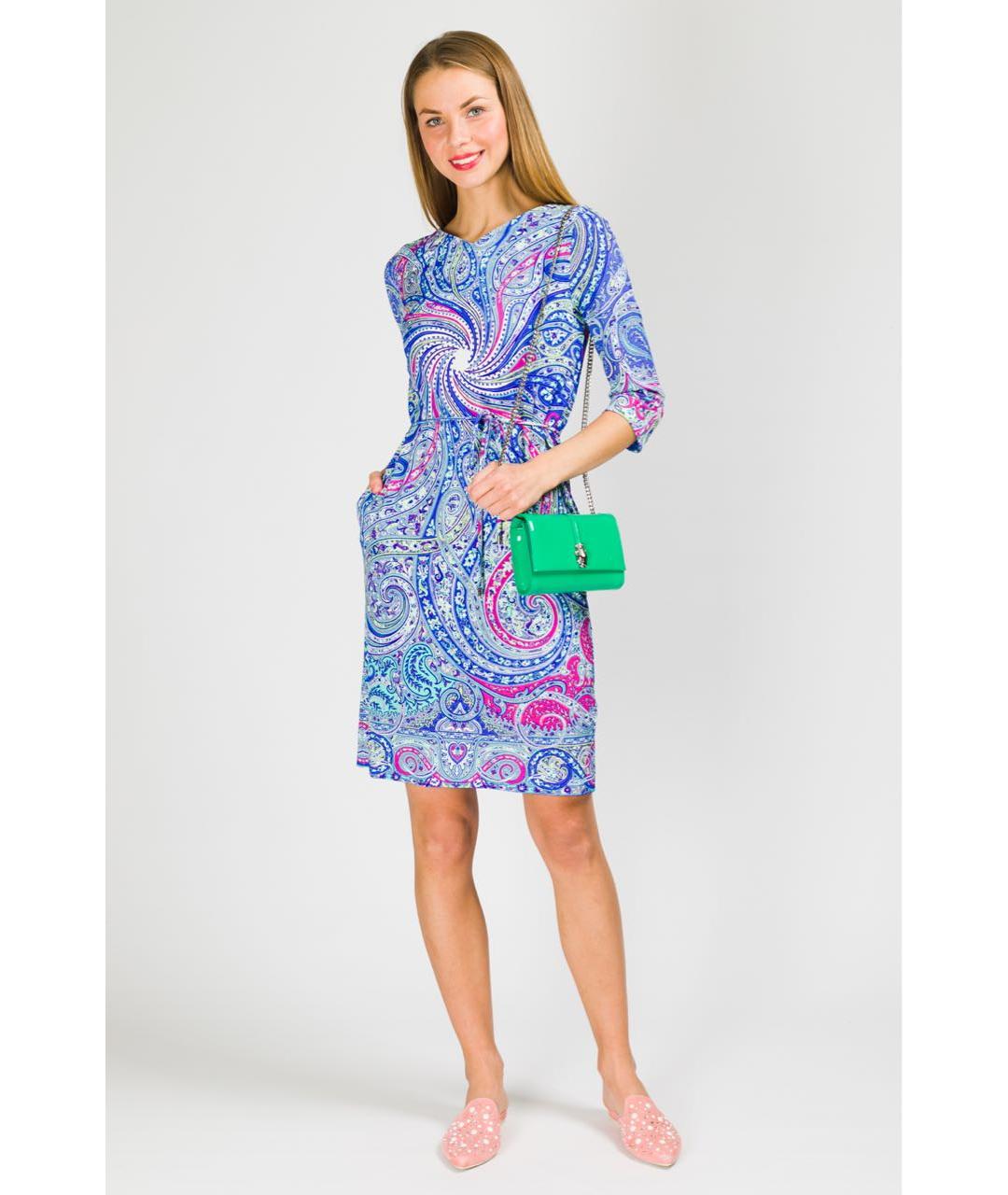 ETRO Голубое вискозное повседневное платье, фото 2