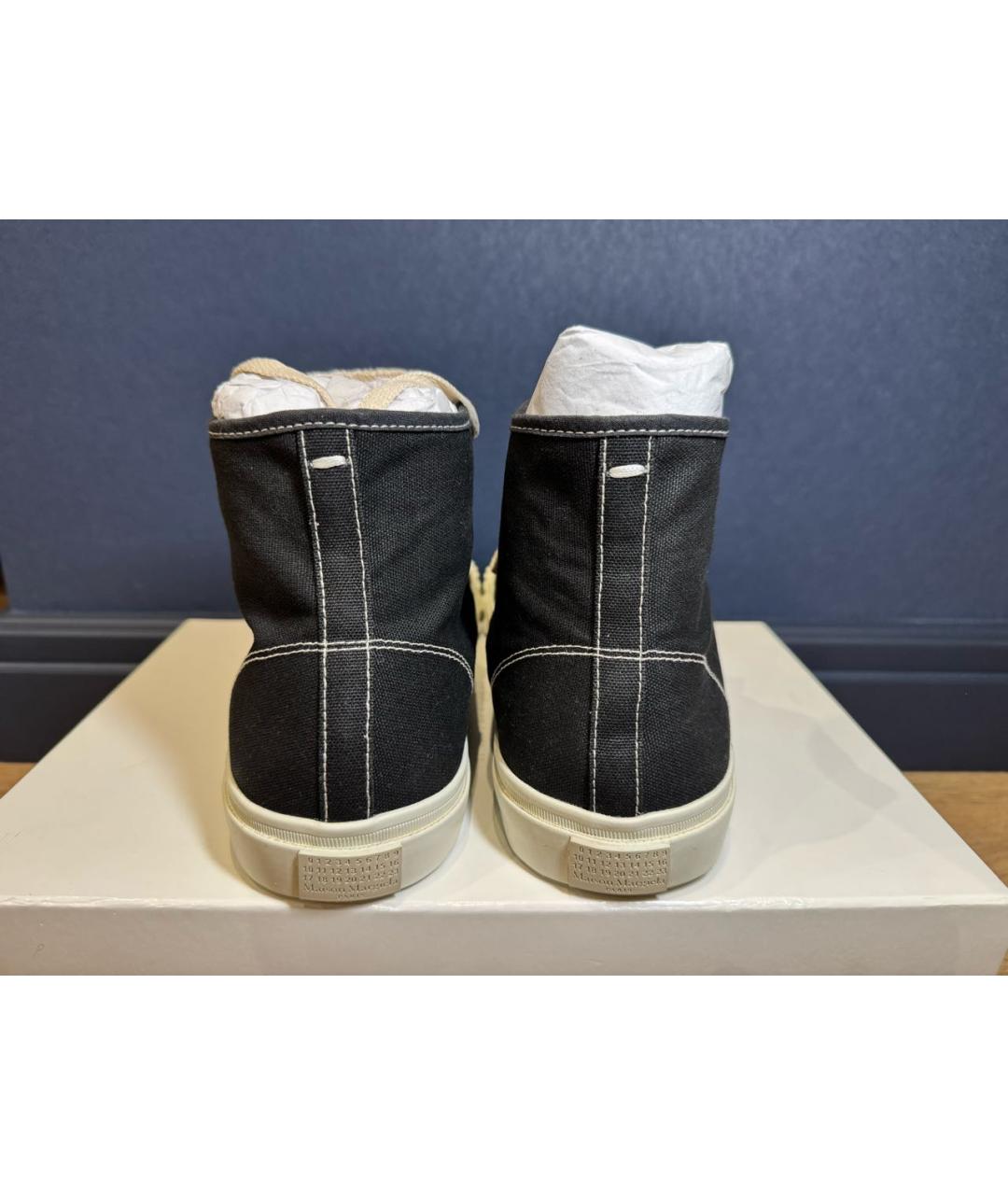 MAISON MARGIELA Черные текстильные высокие кроссовки / кеды, фото 3