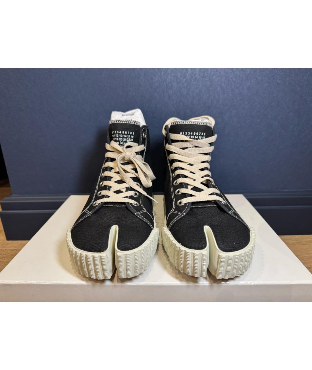 MAISON MARGIELA Черные текстильные высокие кроссовки / кеды, фото 2