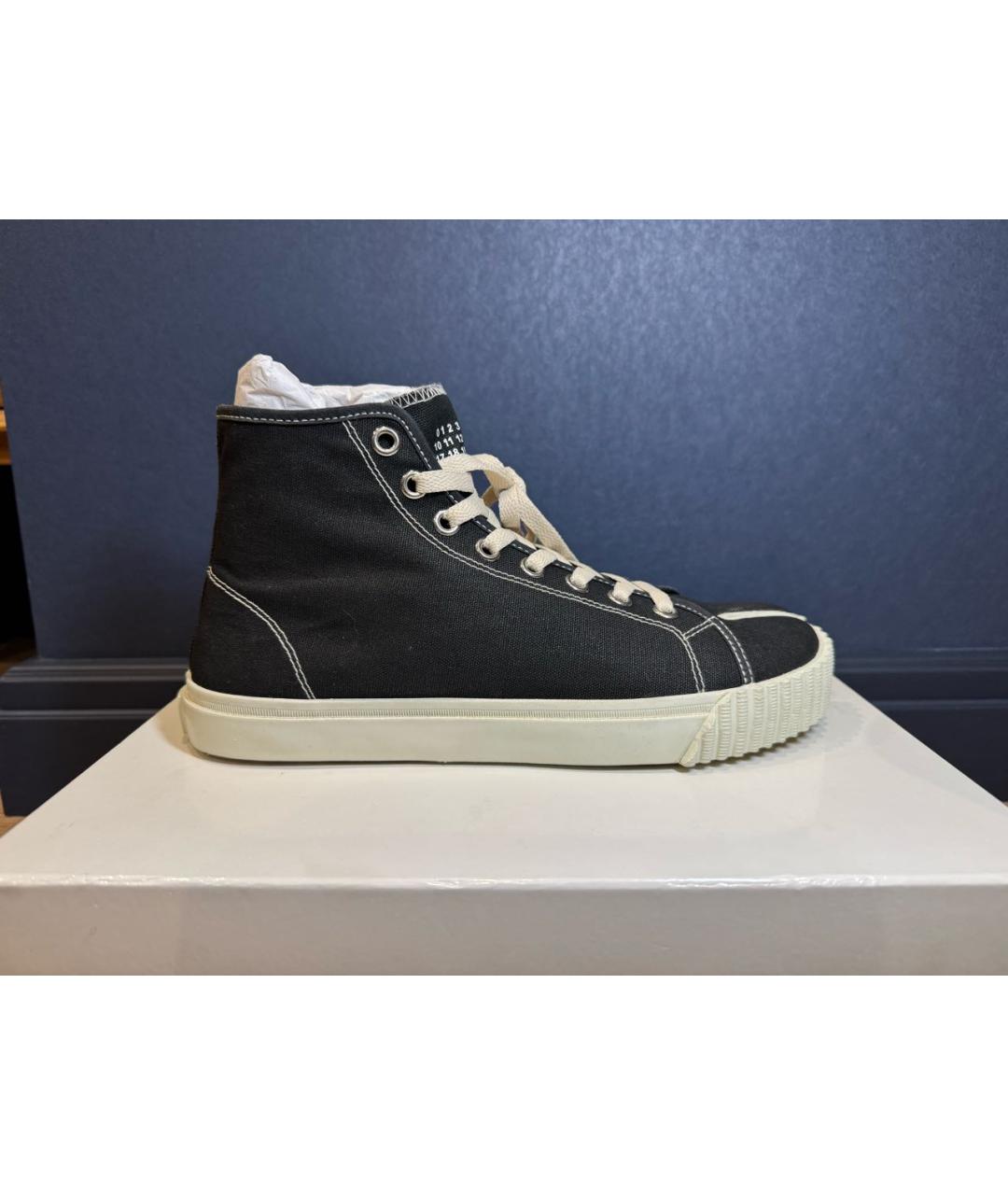 MAISON MARGIELA Черные текстильные высокие кроссовки / кеды, фото 6