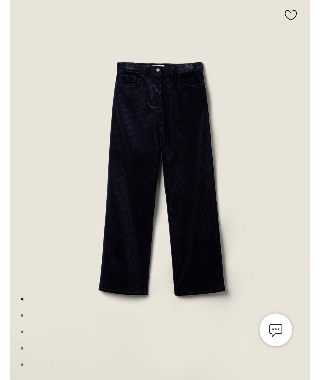 MIU MIU Темно-синие хлопковые прямые брюки, фото 5