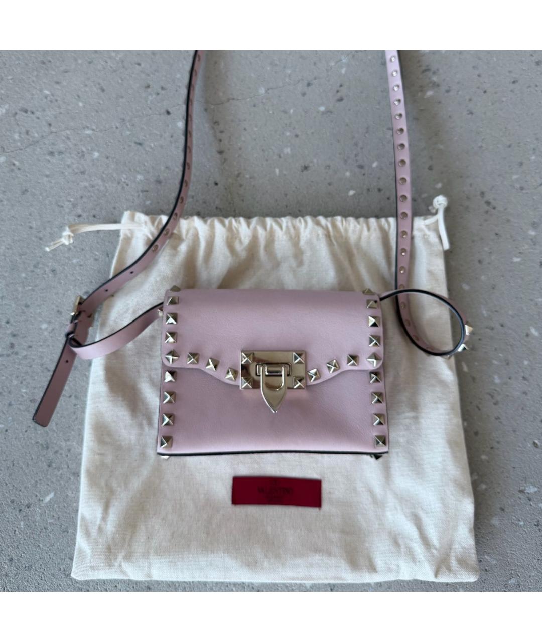 VALENTINO Розовая кожаная сумка через плечо, фото 7