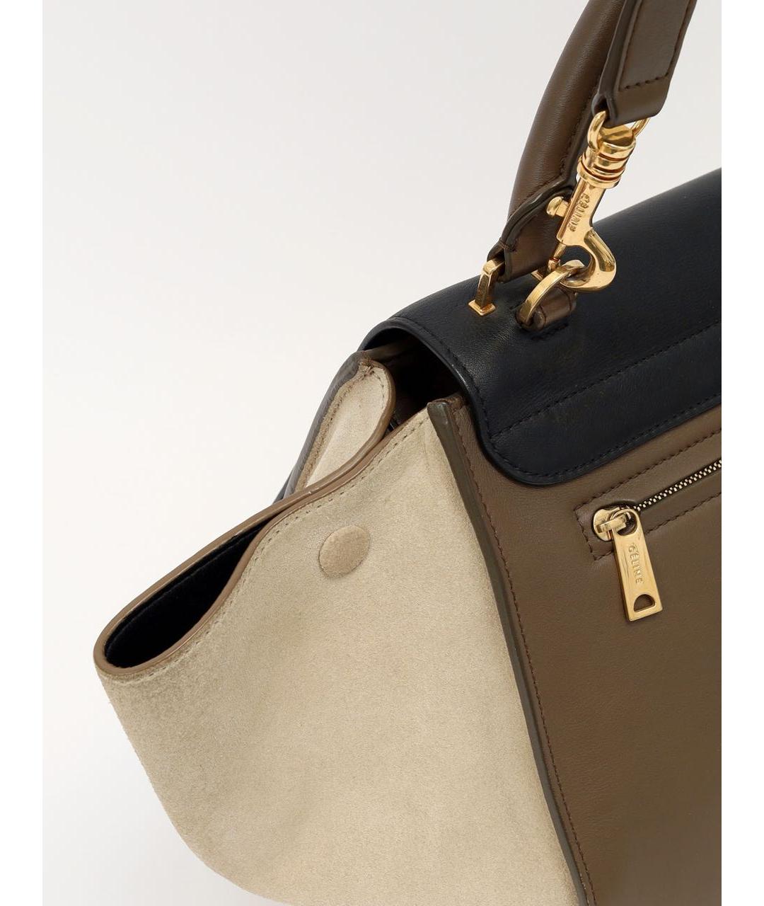 CELINE Коричневая кожаная сумка тоут, фото 4