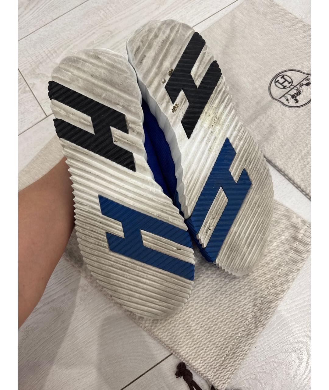 HERMES Синие текстильные низкие кроссовки / кеды, фото 7