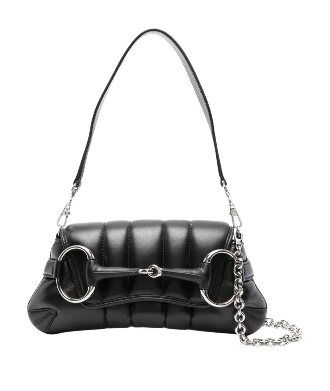 GUCCI Черная кожаная сумка с короткими ручками, фото 1