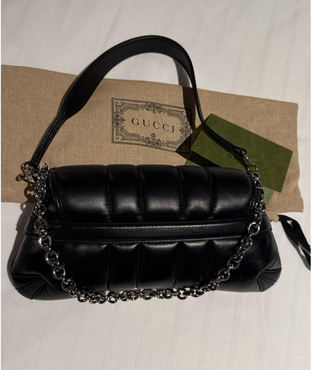 GUCCI Черная кожаная сумка с короткими ручками, фото 7