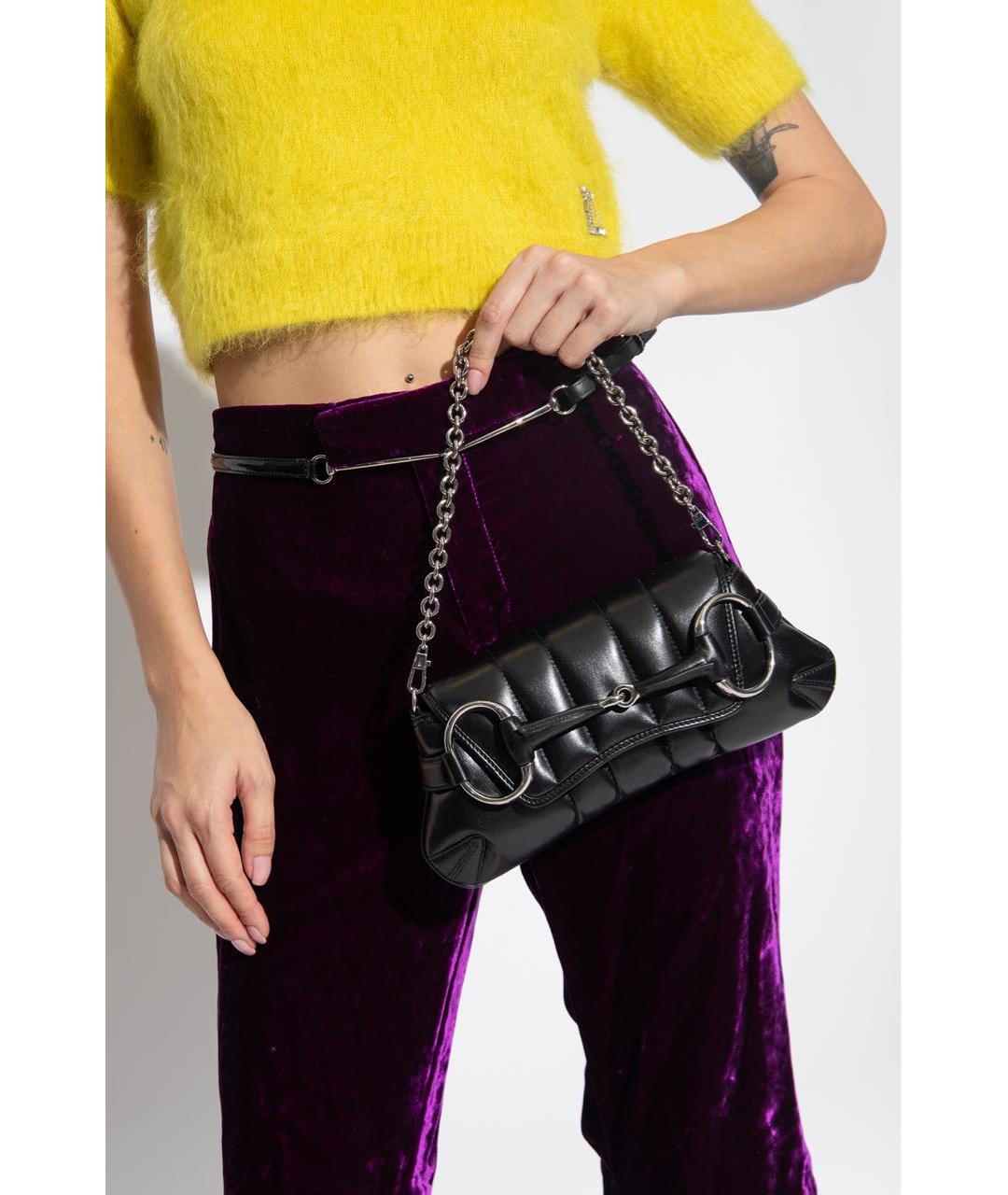 GUCCI Черная кожаная сумка с короткими ручками, фото 3