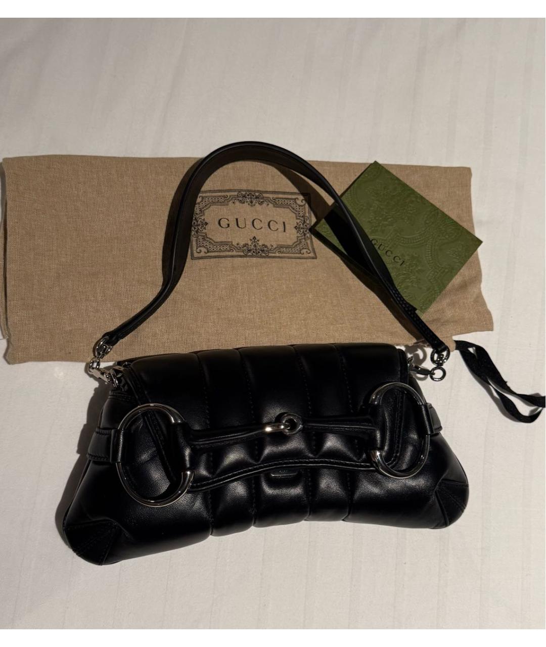 GUCCI Черная кожаная сумка с короткими ручками, фото 2