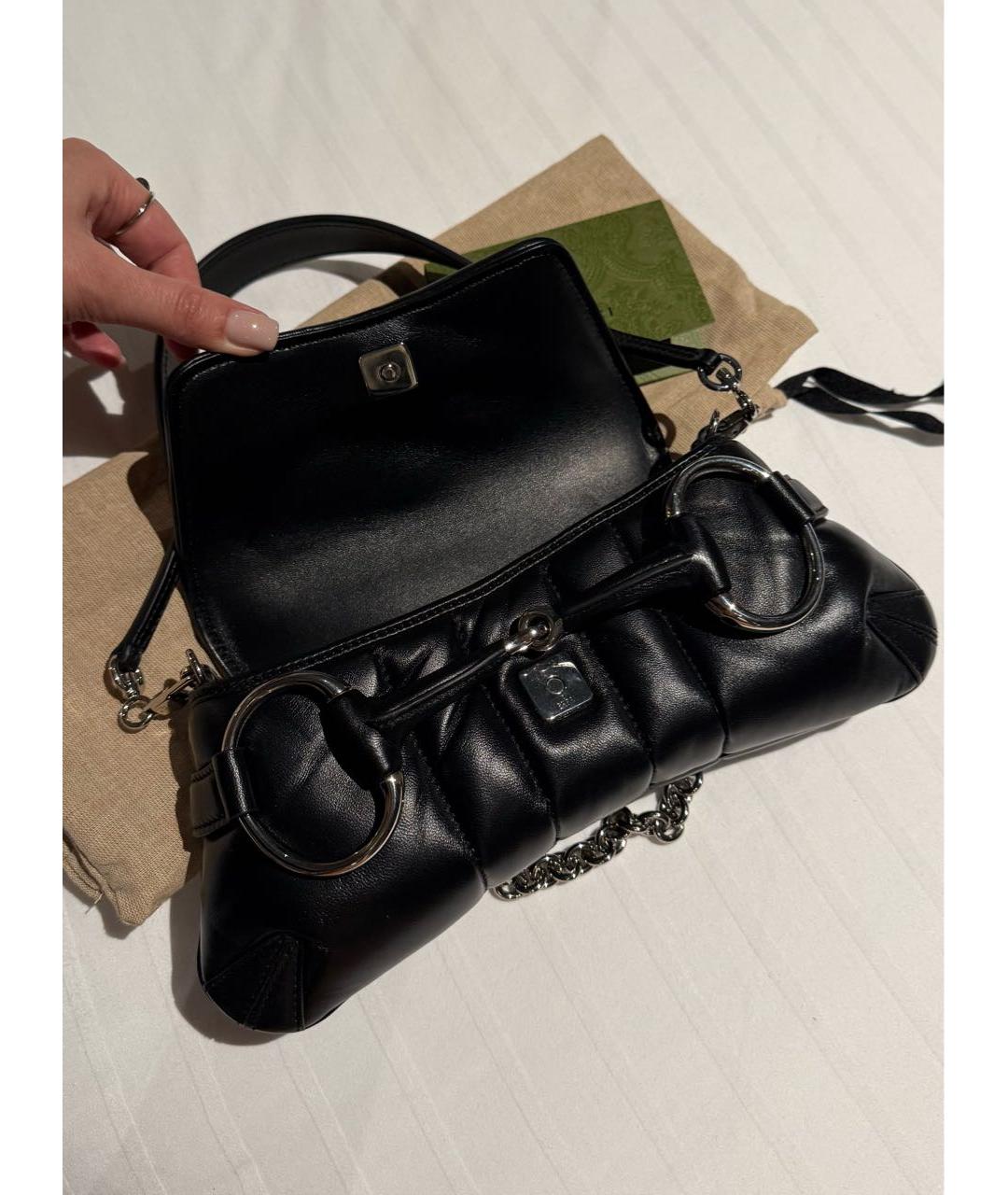 GUCCI Черная кожаная сумка с короткими ручками, фото 4