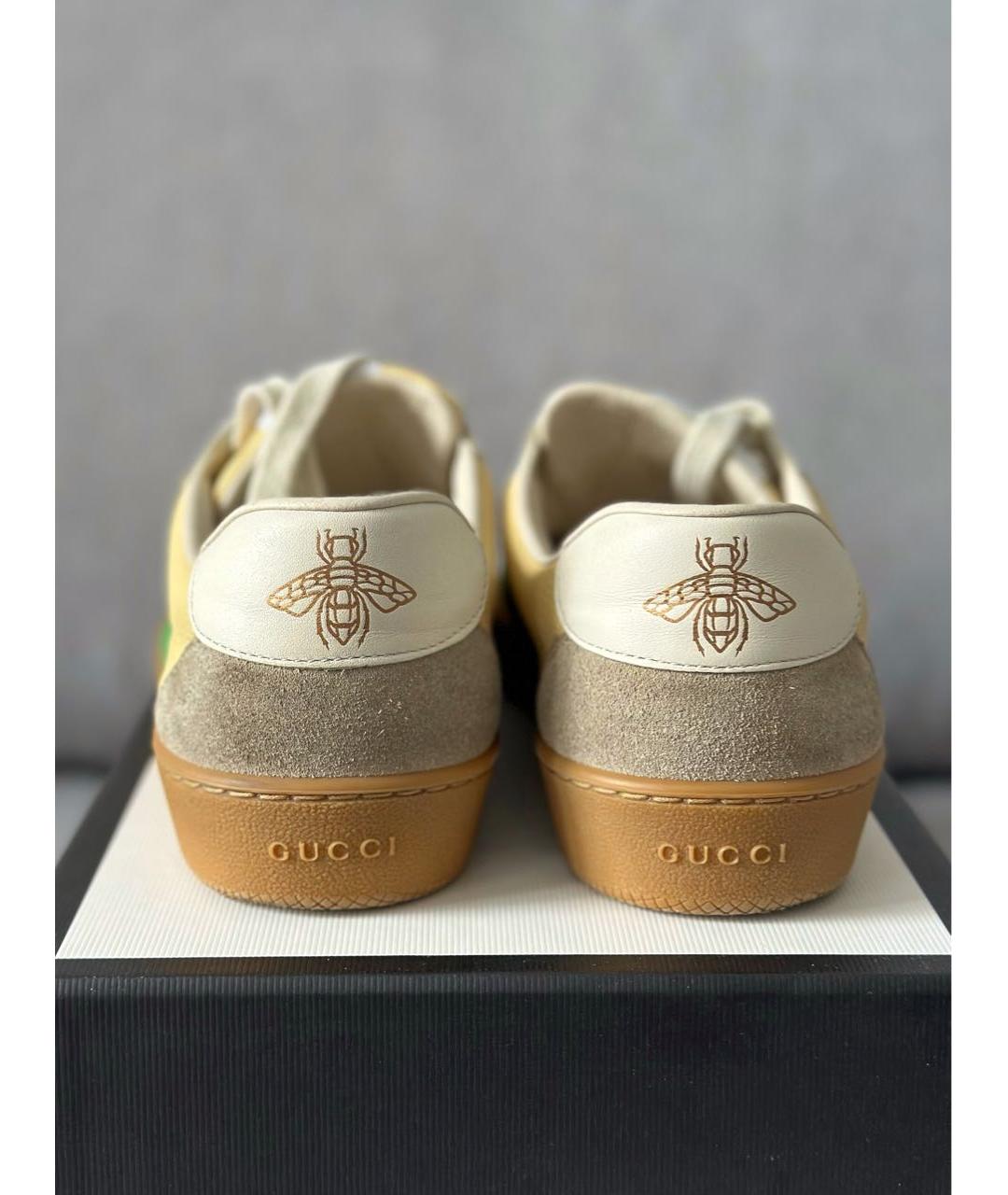 GUCCI Желтые кожаные кеды, фото 8