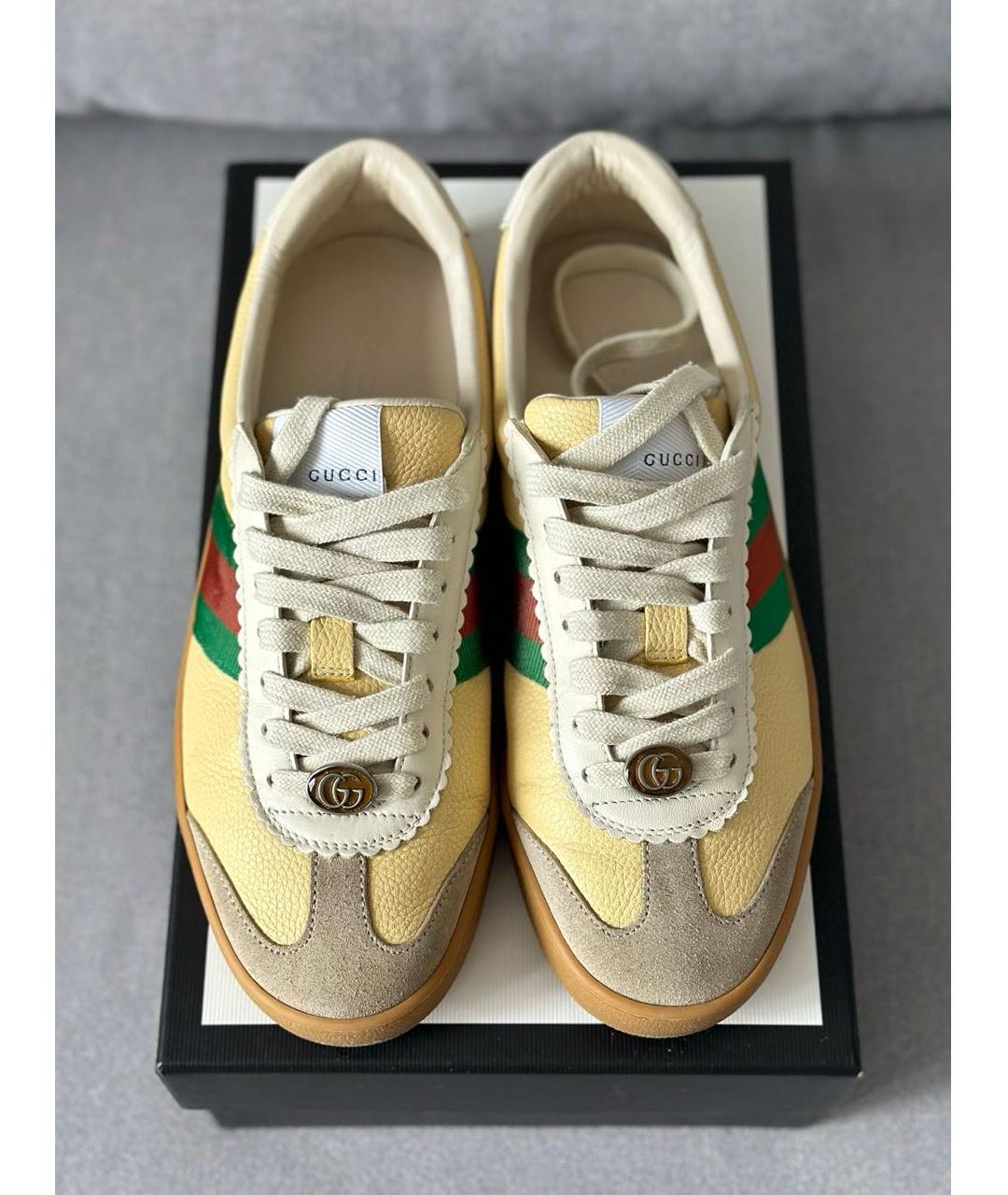GUCCI Желтые кожаные кеды, фото 7