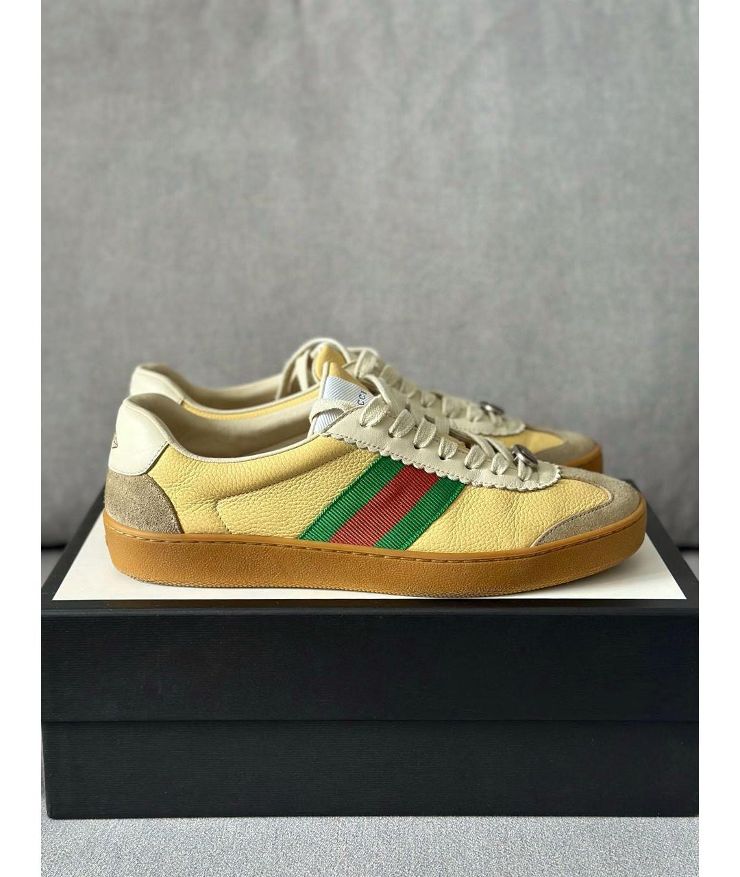 GUCCI Желтые кожаные кеды, фото 3
