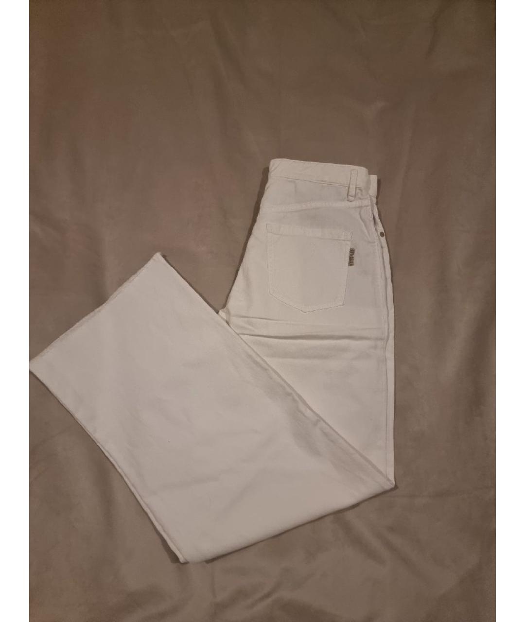 BRUNELLO CUCINELLI Белые хлопко-леновые прямые джинсы, фото 8