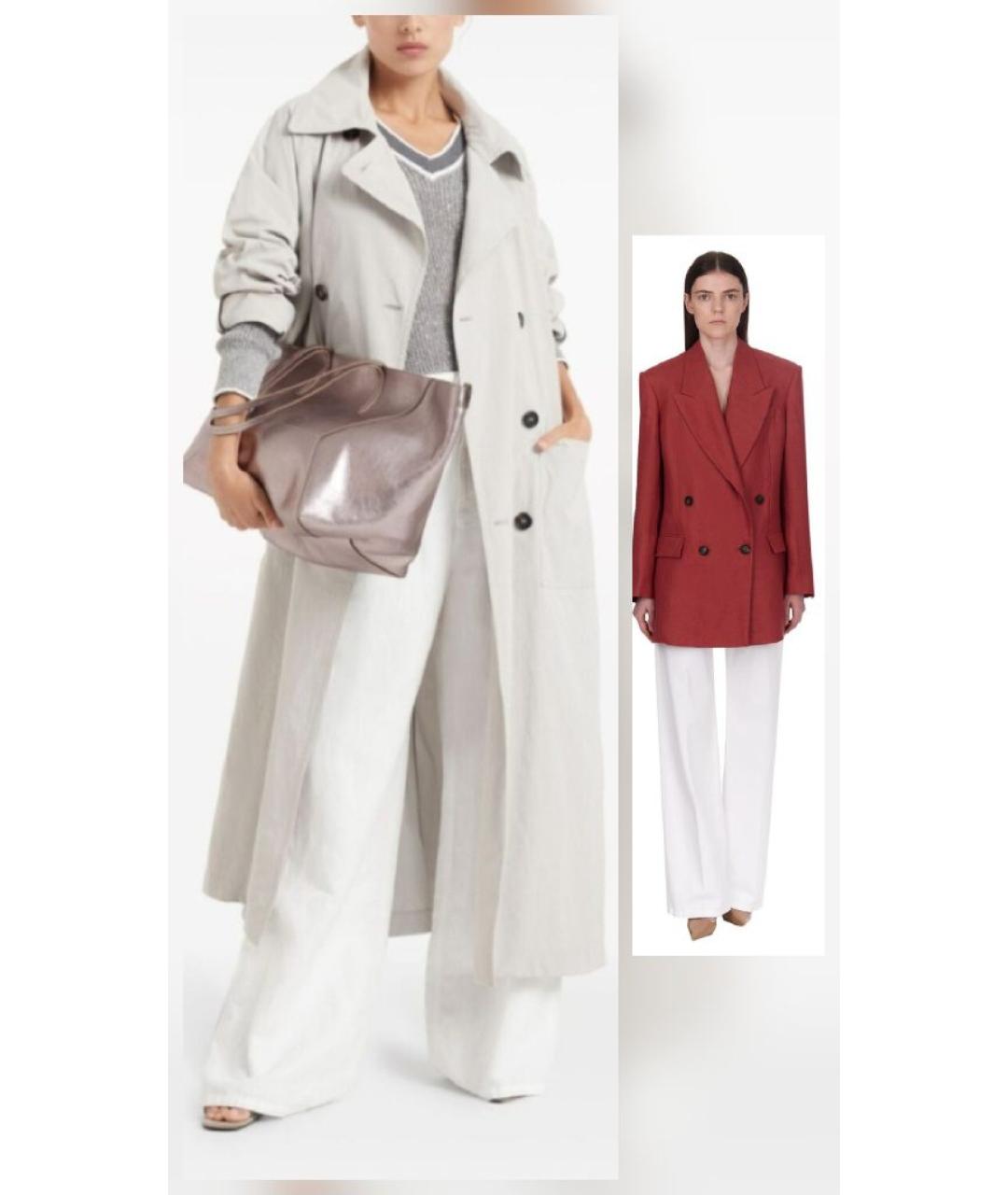 BRUNELLO CUCINELLI Белые хлопко-леновые прямые джинсы, фото 6