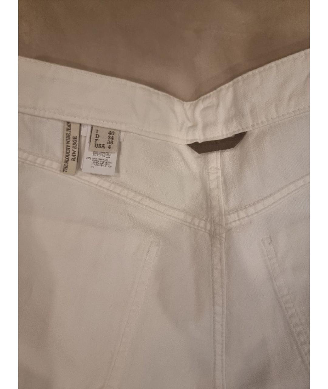 BRUNELLO CUCINELLI Белые хлопко-леновые прямые джинсы, фото 4