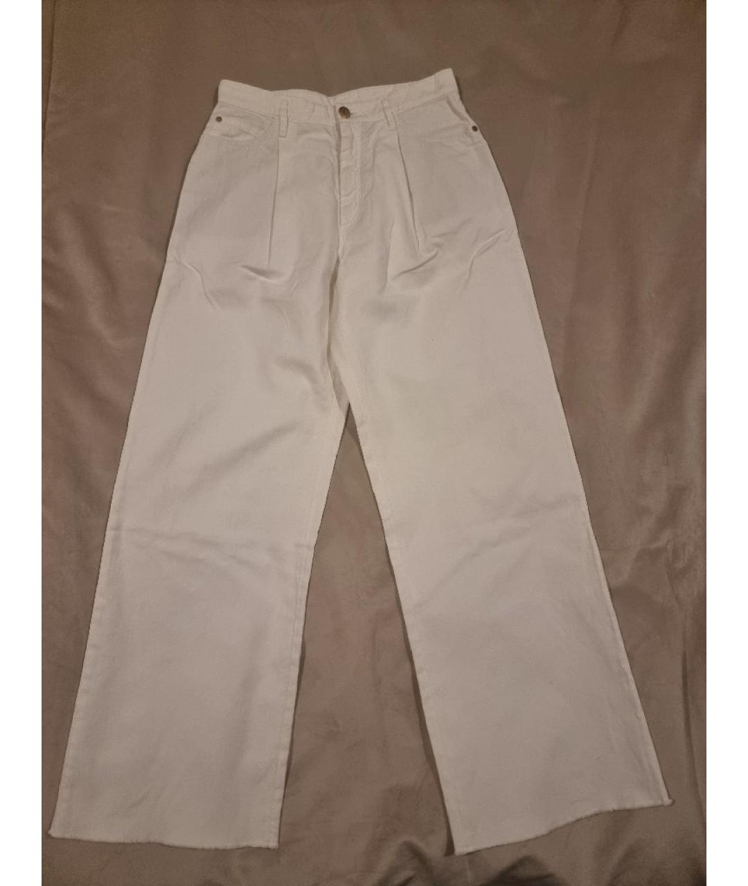 BRUNELLO CUCINELLI Белые хлопко-леновые прямые джинсы, фото 9