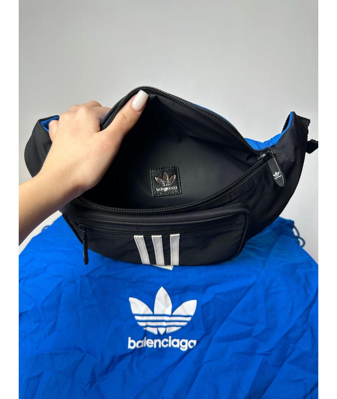 BALENCIAGA Черная синтетическая поясная сумка, фото 7