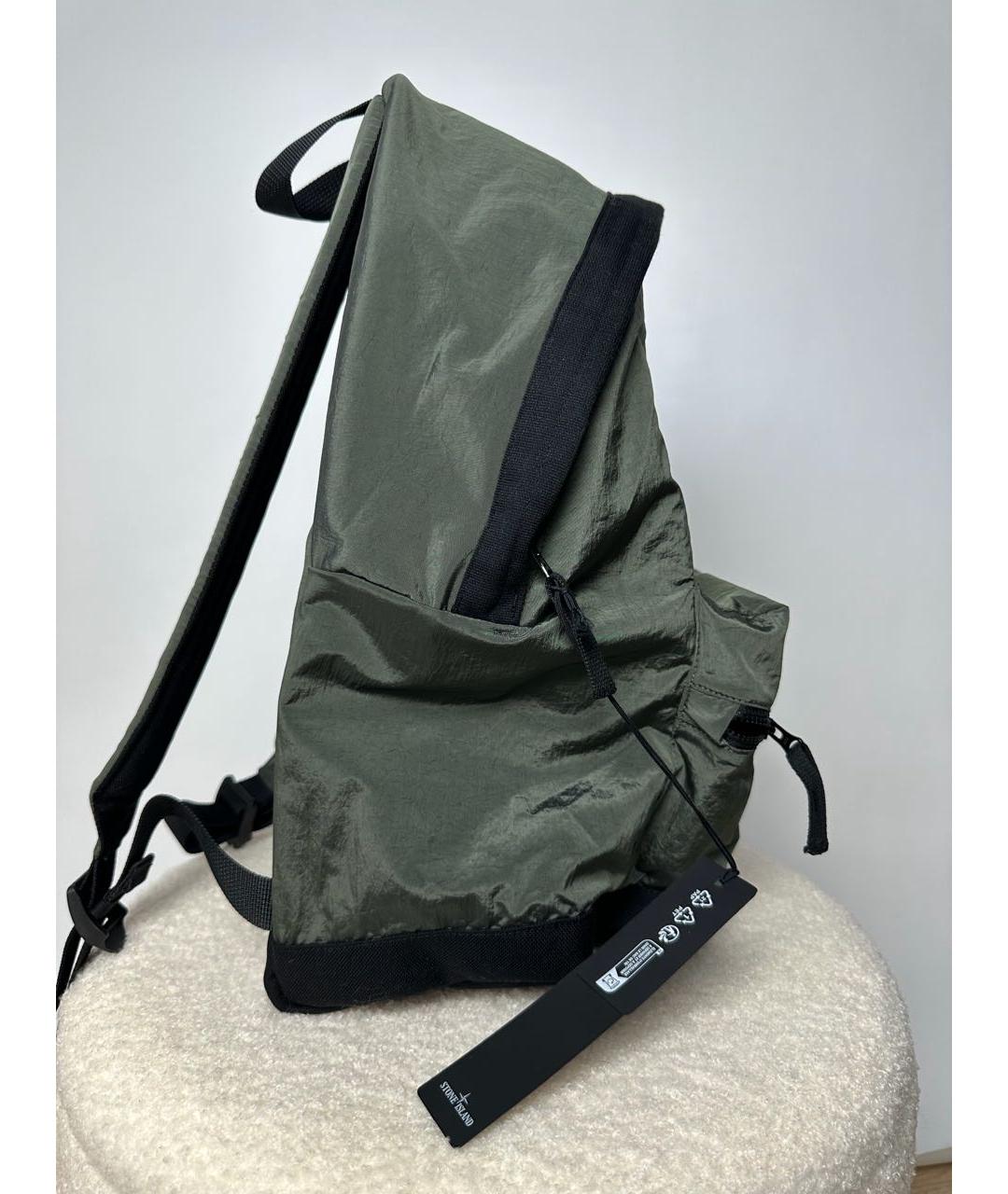 STONE ISLAND Зеленый синтетический рюкзак, фото 4