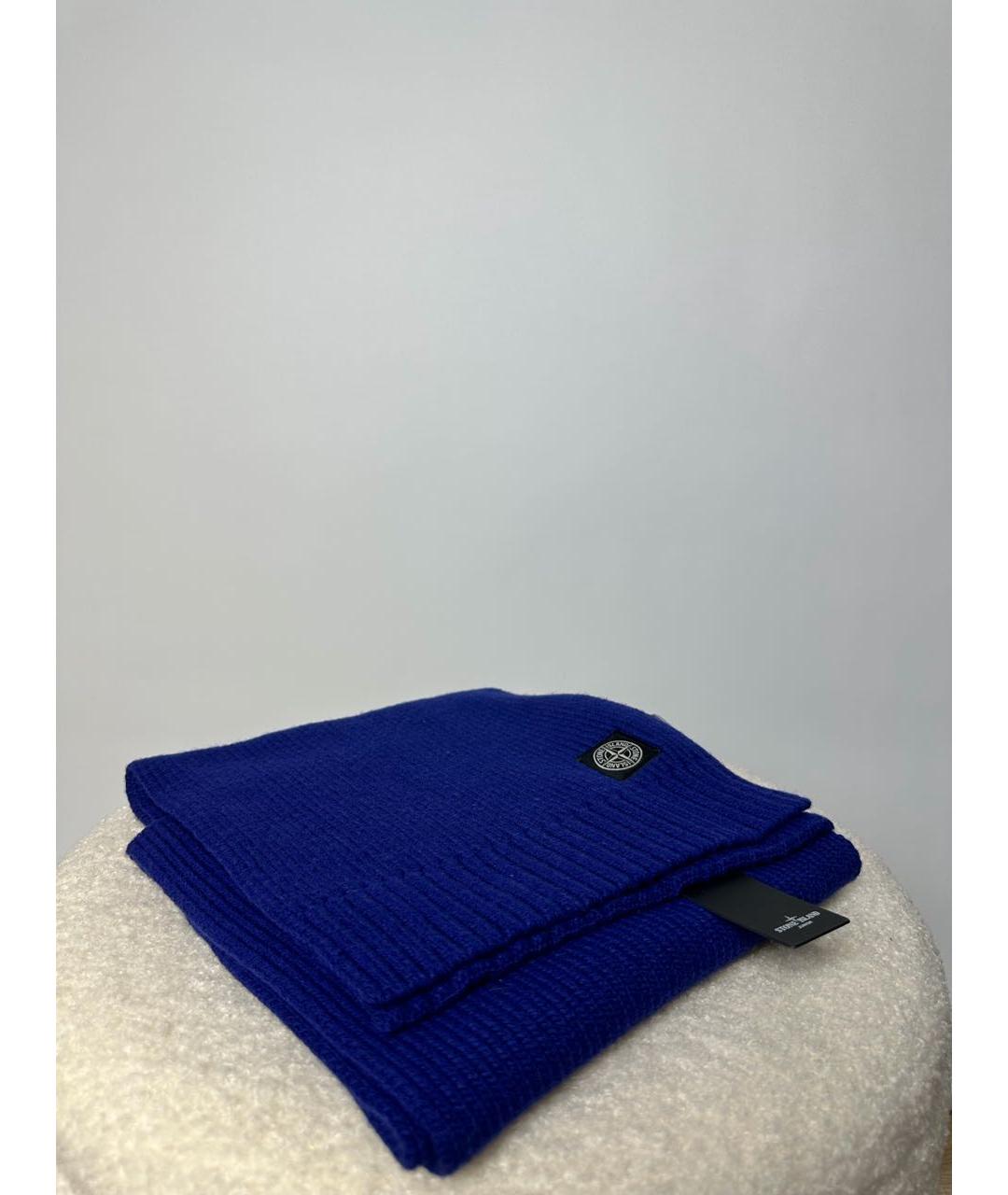 STONE ISLAND Синий шерстяной шарф, фото 4