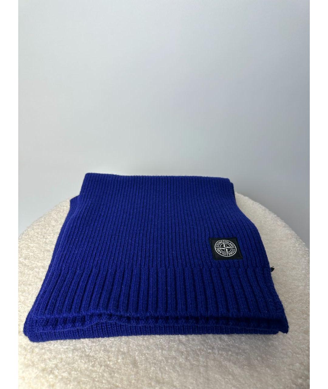 STONE ISLAND Синий шерстяной шарф, фото 8