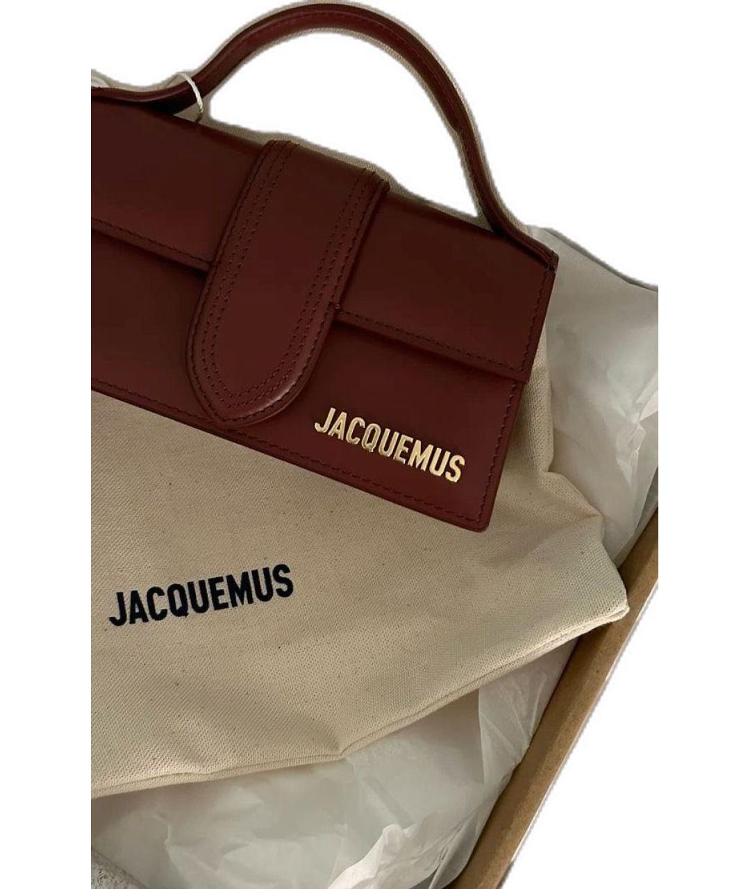 JACQUEMUS Бордовая кожаная сумка с короткими ручками, фото 3