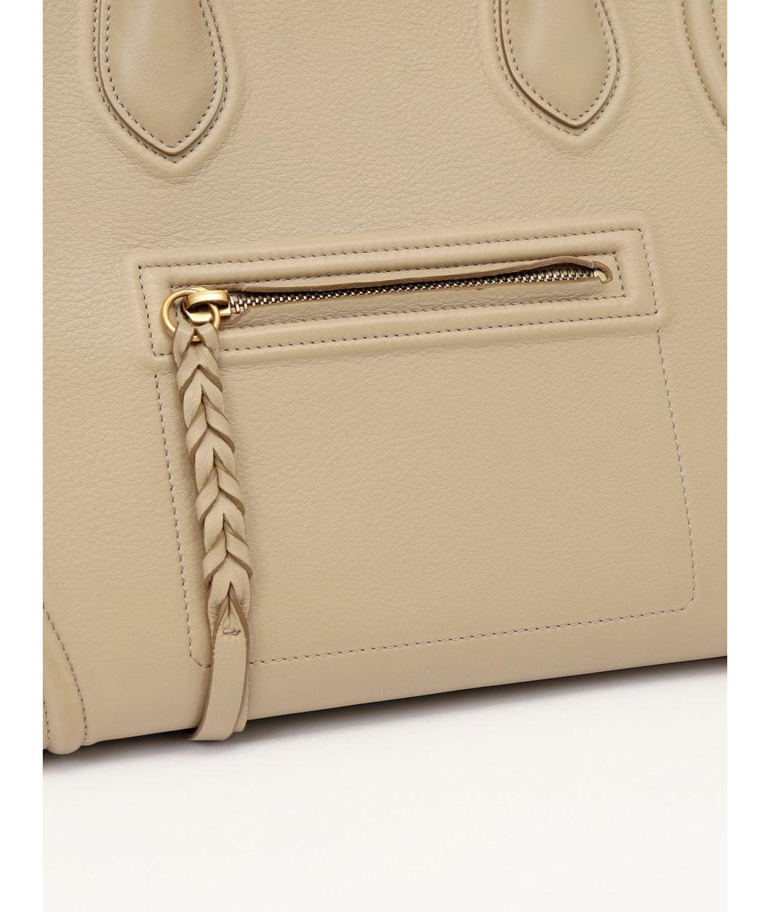 CELINE Бежевая кожаная сумка тоут, фото 4