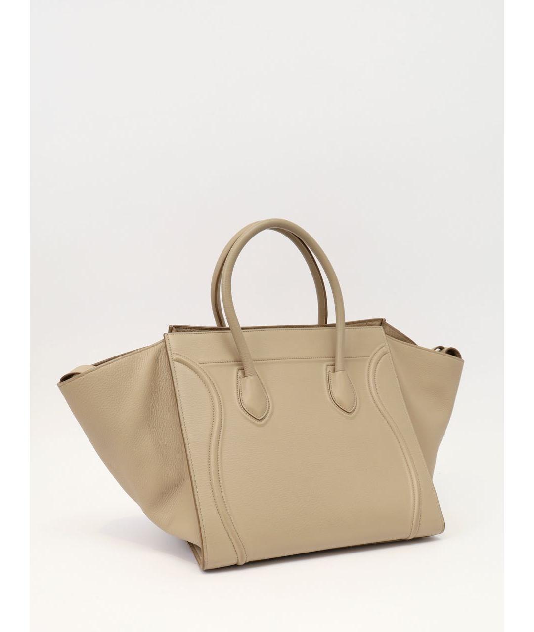 CELINE Бежевая кожаная сумка тоут, фото 2