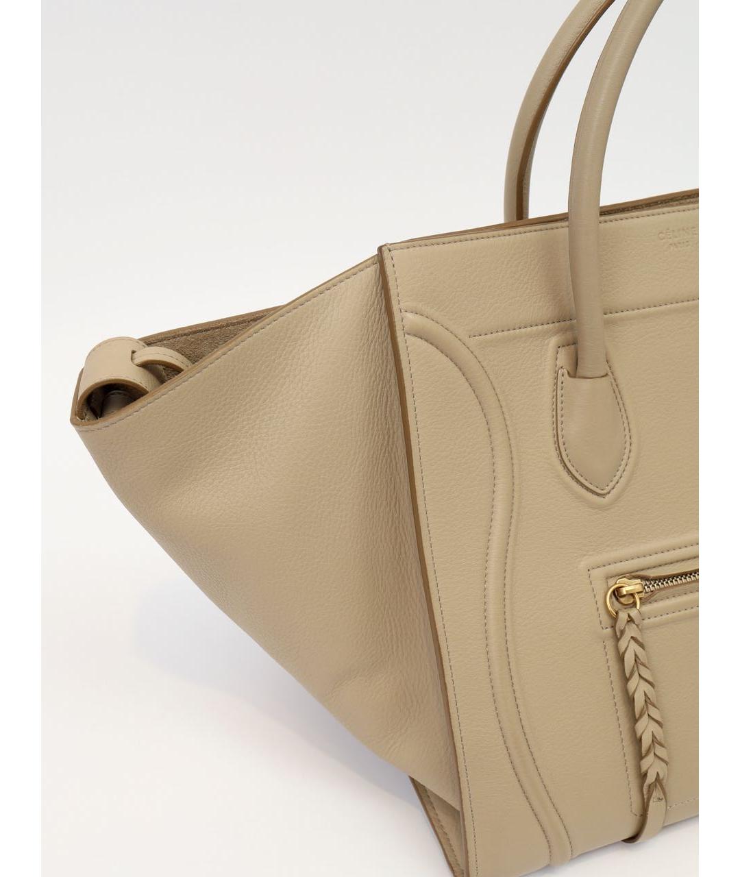 CELINE Бежевая кожаная сумка тоут, фото 5