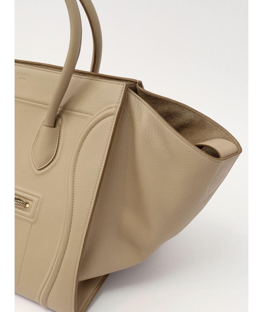 CELINE Бежевая кожаная сумка тоут, фото 6
