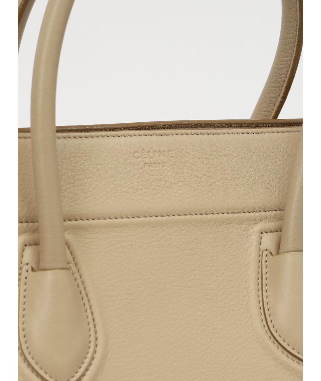 CELINE Бежевая кожаная сумка тоут, фото 3
