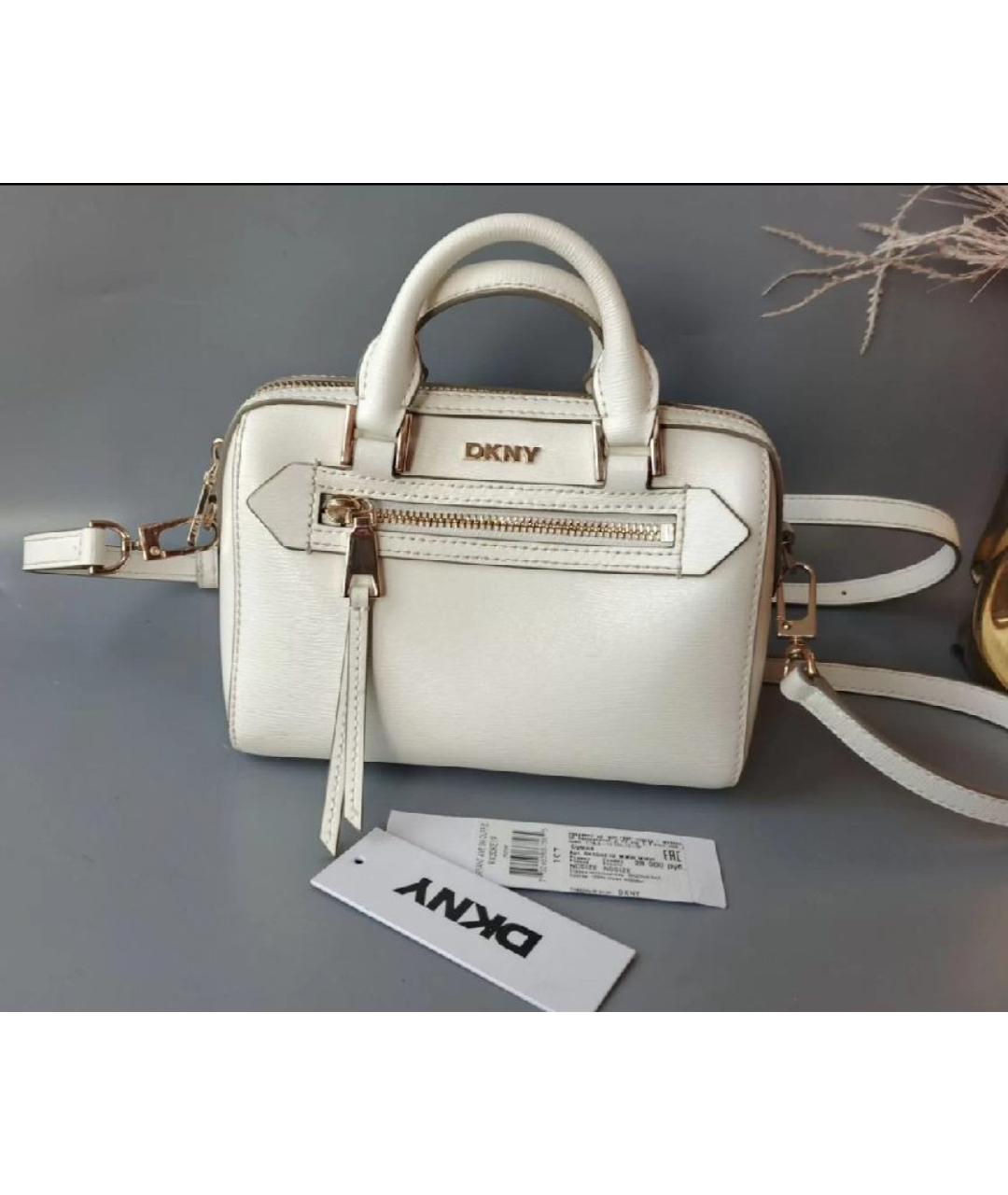 DKNY Черная кожаная сумка с короткими ручками, фото 9