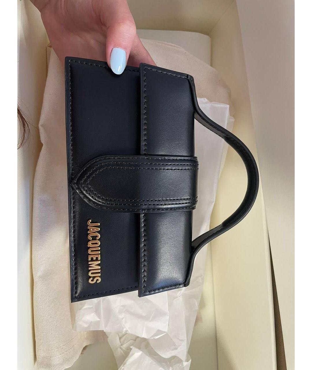 JACQUEMUS Черная кожаная сумка через плечо, фото 2