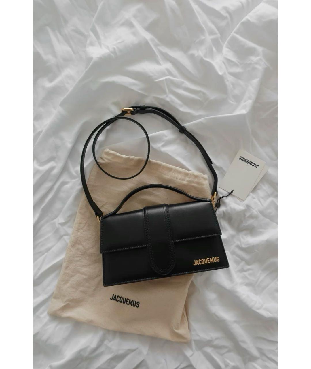 JACQUEMUS Черная кожаная сумка через плечо, фото 3