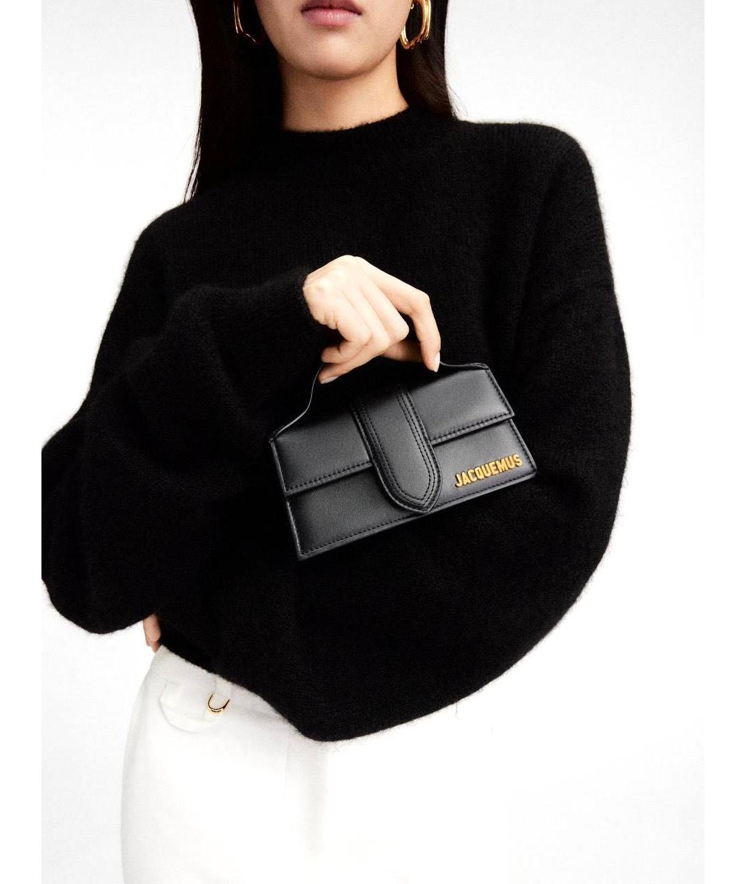 JACQUEMUS Черная кожаная сумка через плечо, фото 5
