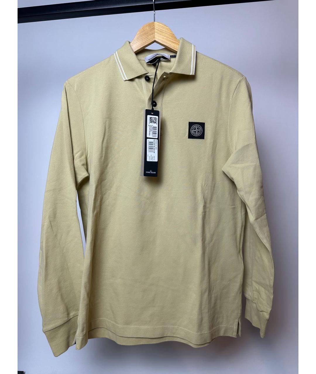 STONE ISLAND Бежевое хлопковое поло с длинным рукавом, фото 9