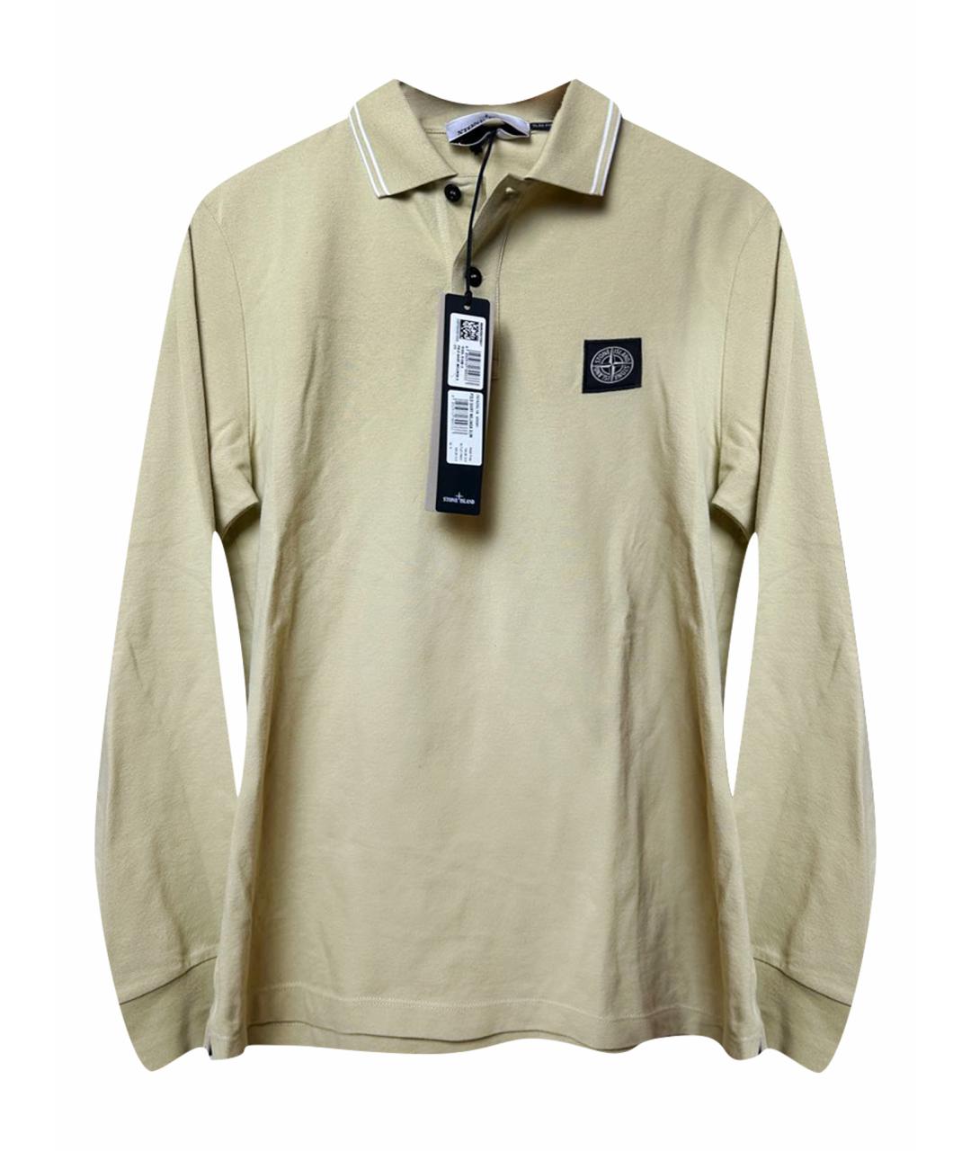 STONE ISLAND Бежевое хлопковое поло с длинным рукавом, фото 1