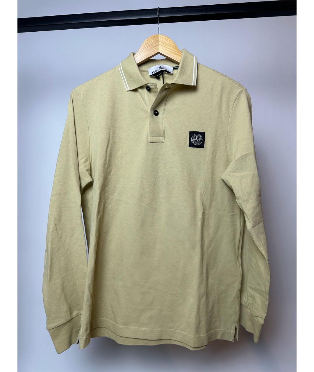 STONE ISLAND Бежевое хлопковое поло с длинным рукавом, фото 2
