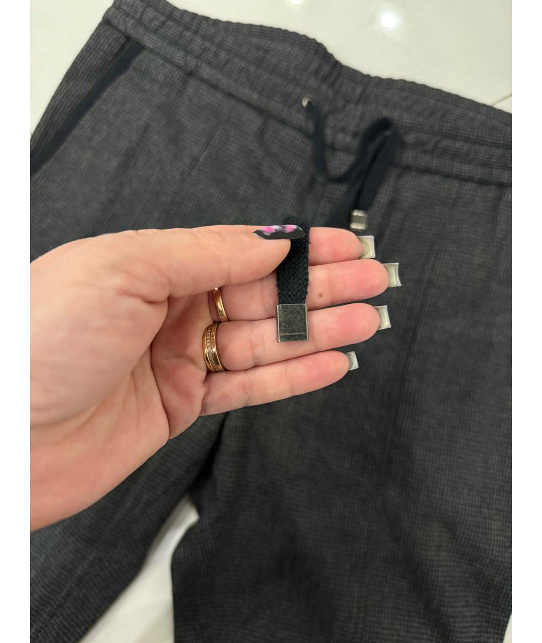 DOLCE&GABBANA Антрацитовые шерстяные повседневные брюки, фото 3