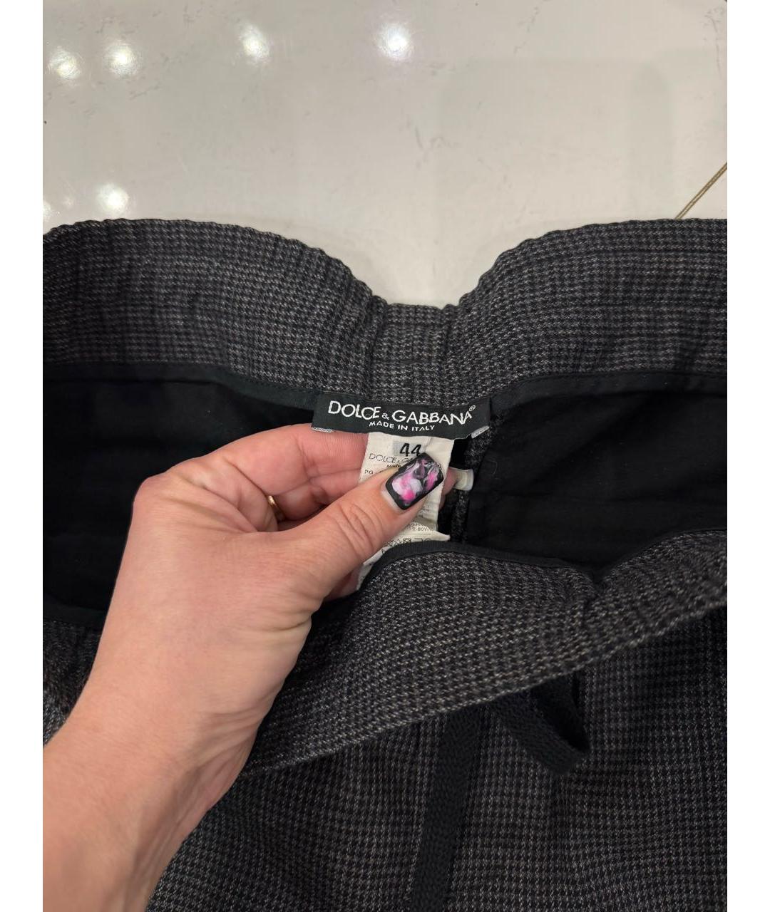 DOLCE&GABBANA Антрацитовые шерстяные повседневные брюки, фото 4