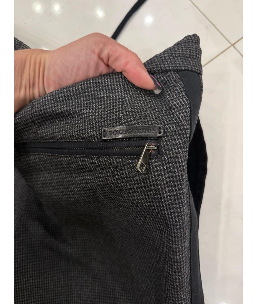 DOLCE&GABBANA Антрацитовые шерстяные повседневные брюки, фото 6