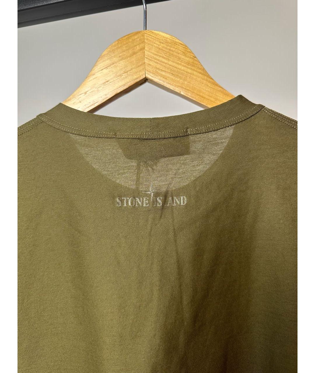 STONE ISLAND Зеленая хлопковая футболка, фото 4