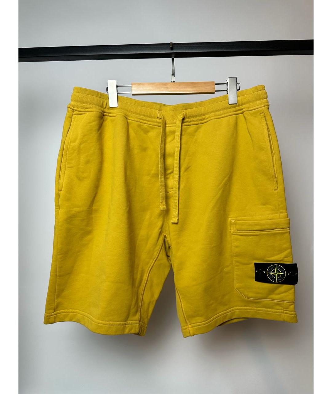 STONE ISLAND Желтые хлопковые шорты, фото 8
