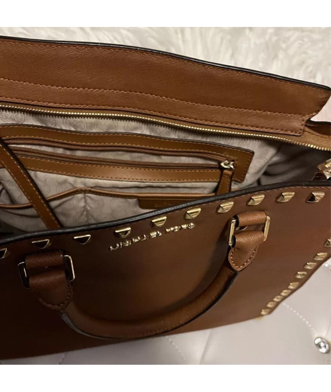 MICHAEL KORS Коричневая кожаная сумка тоут, фото 4