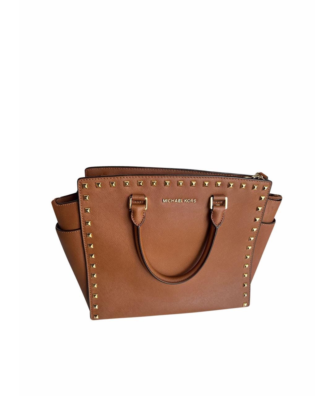 MICHAEL KORS Коричневая кожаная сумка тоут, фото 1