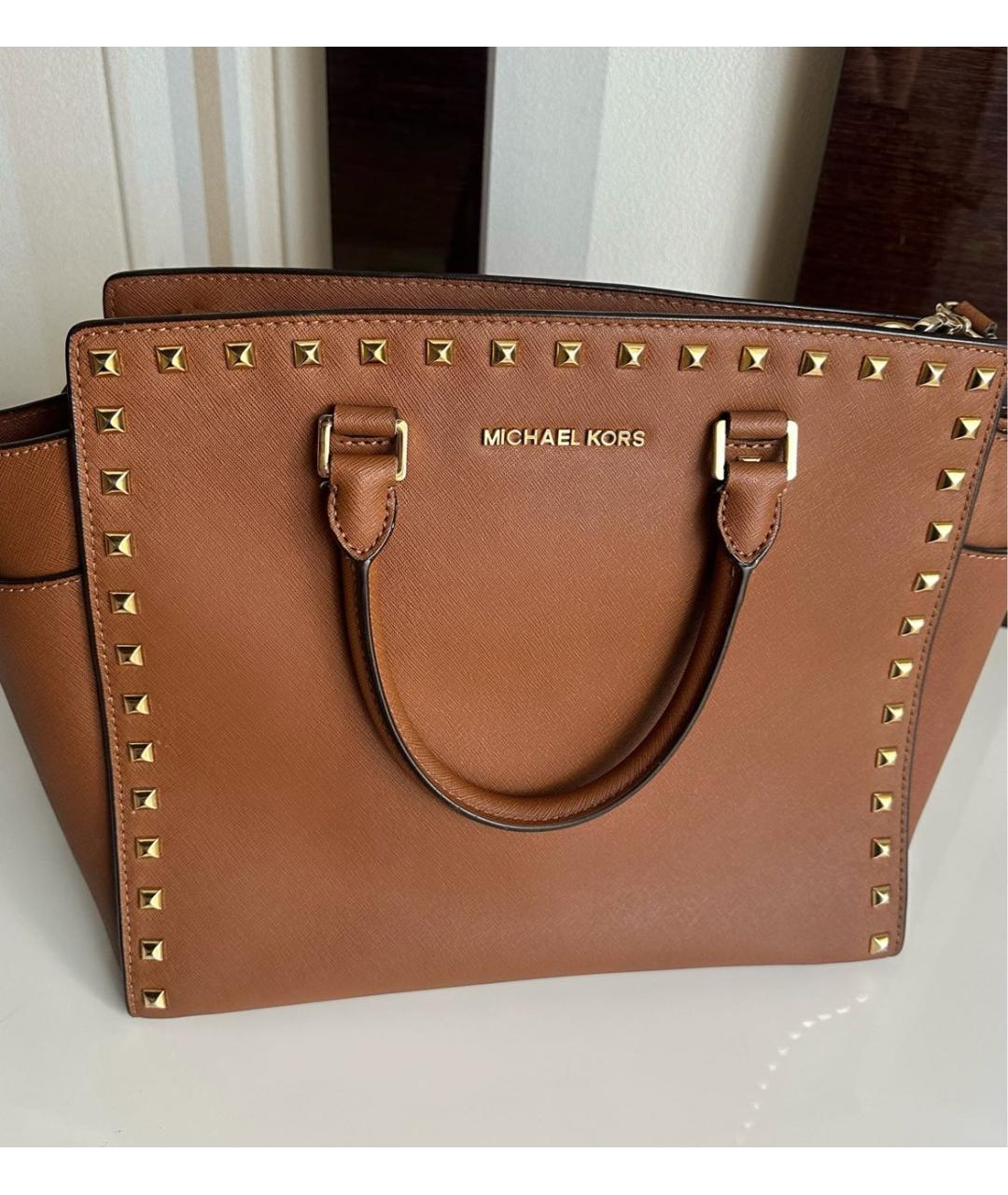 MICHAEL KORS Коричневая кожаная сумка тоут, фото 6